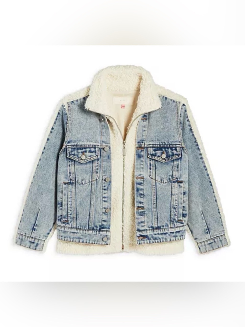 Girl’s 👧 Blank NYC Light Blue Denim Sherpa Jacket with Cream Lining